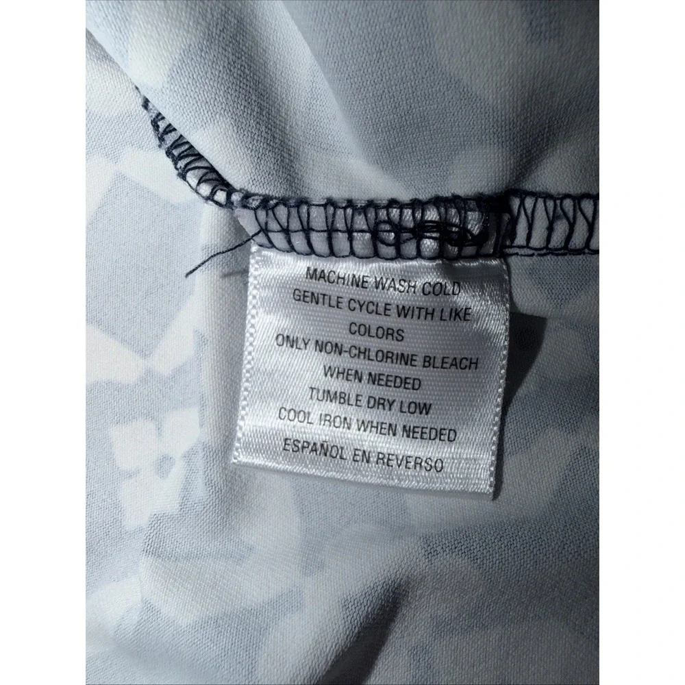 Charter Club Women's Geometric Tunic Top Size XL 3/4 Sleeve Navy & White Stretch - Picture 5 of 5